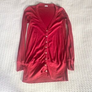 Splendid red button up long sleeve top size Small